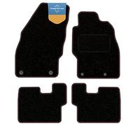 Vauxhall Corsa D 2006-2018 Tailored Car Floor Mats - Black Carpet with Red Stitch Edge, Anti-Slip, OEM Clips, UK-Made - Prestige Mats