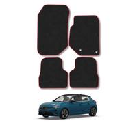 Vauxhall Corsa F (2020+) Compatible Car Mats Accessories [NOT FOR EV] Carpet Tailored Fit Red Trim Binding Full Coverage Anti-Slip Accessory Anti Slip Backing All Weather Hand-Finished Full Coverage
