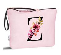 Vavabox A-Z Personalized Initial Makeup Bag, Birthday Gifts for Women Unique,Bride Bridesmaid Gift Cosmetic Bags (Z, Pink)