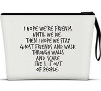 Vavabox Birthday Gifts for Women,Unique Gifts for Her,Makeup Bag with Zipper for Daily Use (Ghost Friend, White)