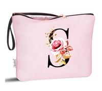 Vavabox Personalised Initial Make Up Bag, Gifts for Women (S, Pink)