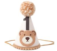 VAVAYAO Bear 1st Birthday Party Decorations - Teddy Bear Crown Outfit, Woodland Camping Theme, Cone Hat