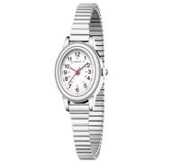 VAVC Gold Watch Waterproof Nurse Watch for Medical Professionals,Students,Women-Military Time Easy Read Dial,24 Hour with Second Hand,Stainless Steel Expansion Band, Silver White