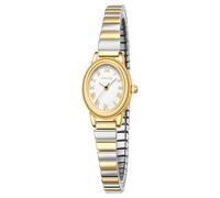 VAVC Small Gold Watches for Women,Analog Womens Watch with Stainless Steel Expansion Band,Oval Case Roman Dial,Water Resistant, Two-Tone, 5.91in-6.7in