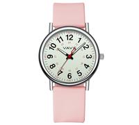 VAVC Waterproof Analog Nurse Watch for Nurses,Students,Medical Professionals,Women Men,with Luminouse Easy Read Dial,Military Time,Second Hand and 24 Hour,Comfortable Silicone Band., Pink, nurse watch