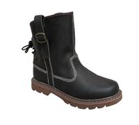 VAVENI Men's short boots with fleece and warm knight boots, breathable, non slip, retro style(black,6)