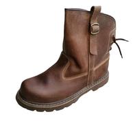 VAVENI Men's short boots with fleece and warm knight boots, breathable, non slip, retro style(brown,6)