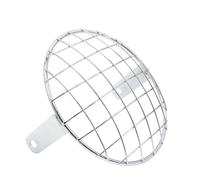 VAVGKDKPZB Motorbike Headlights Cap 7.8inch Black Chrome Plating Metal Headlight Mesh Grill Motorcycle Headlamp Grid Cover Front Head Lamp Guard(Chrome Plating)