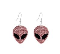 Vavhoo Acrylic UFO Aliens Earrings for Women Cut Funny Glitter Powder Space Earring Halloween Cosplay Jewelry, L, Acrylic, No Gemstone