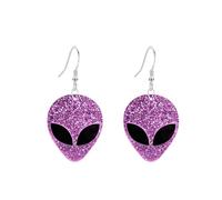 Vavhoo Acrylic UFO Aliens Earrings for Women Cut Funny Glitter Powder Space Earring Halloween Cosplay Jewelry, L, Acrylic, No Gemstone