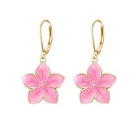 Vavhoo Blossom Petal Enamel Flower Hoop Earrings Elegant Floral Design Lightweight Dangle Drop Earrings for Women Jewelry, L, Metal, No Gemstone