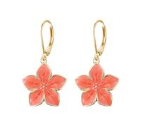 Vavhoo Blossom Petal Enamel Flower Hoop Earrings Elegant Floral Design Lightweight Dangle Drop Earrings for Women Jewelry, L, Metal, No Gemstone