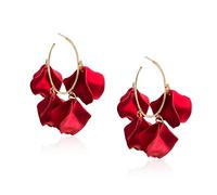 Vavhoo Floral Petal Open Hoop Earring for Women Lightweight Adorable Charm Chic Unique C Huggie Hoop Earring for Women Daily Gift, L, Metal, No Gemstone