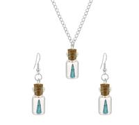 Vavhoo Ghost Earrings Necklace Adopt A Ghost In Vial Bottle Earrings Necklace Glow In Dark Cute Spooky Halloween Jewelry Set for Women and Men, L, Glass, No Gemstone