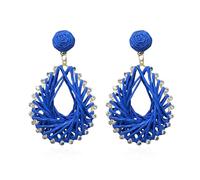 Vavhoo Lightweight Rattan Teardrop Geometric Drop Dangle Earrings Straw Braid Woven Statement for Women, Metal, No Gemstone