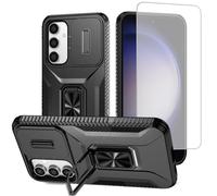 Vavies Case for Galaxy S23 FE/Samsung S23 FE SM-S711U Case with Tempered Glass Screen Protector and Slide Camera Cover, Magnetic Ring Car Mount Holder Shockproof Cover for Samsung Galaxy S23 FE Black
