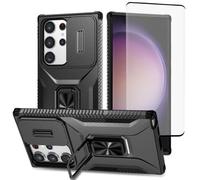Vavies Case for Galaxy S23 Ultra/Samsung S23 Ultra S918U Case with Tempered Glass Screen Protector and Slide Camera Cover, Magnetic Ring Car Holder Shockproof Cover for Samsung Galaxy S23 Ultra Black