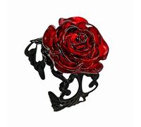 Vavious Gothic Rings for Women Dark Red Rose Flower Open Gothic Ring Adjustable Punk Goth Floral Wrap Finger Band Vintage Halloween Jewelry & Elegant Wedding Rings for Womens