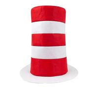 Vavious Top Hat Costume Red and White Striped Tall Top Hat Classic Storybook Style Cylinder Hats Costume Accessory for Halloween & Book Week Party Photo Prop for Adults