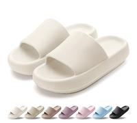 VAVOBIS Sliders Cloud Slippers Women Men Lightweight Slippers Cloud Sliders Non-Slip Flip Flops with Thick Sole for Bathroom Pool Beach House Waterproof Indoor/Outdoor，Beige，3-3.5 UK