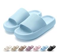 VAVOBIS Sliders Cloud Slippers Women Men Lightweight Slippers Cloud Sliders Non-Slip Flip Flops with Thick Sole for Bathroom Pool Beach House Waterproof Indoor/Outdoor，Light Blue，5.5-6 UK