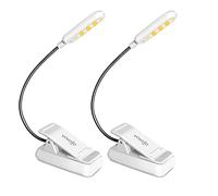 VAVOFO Book Light, Rechargeable Clip On Reading Light 7 LEDs with 9 Brightness Levels for Bed and Desk Studying (White 2-Pack)
