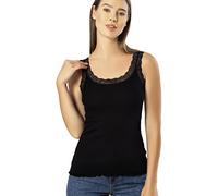 VAVONNE Lace Camisole Tank Tops for Women, Durable Comfy Soft Stretch Cotton Basic Cami (Black, M)