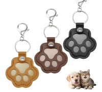 VavoPaw 3 Pcs Pet Fur Storage Keychain, Cute Dog Cat Paw Shaped Leather Keychain for Collecting Cat and Dog Hair, Portable Pet Fur Memory Charm for Keys, Backpacks - Gray, Black, Brown