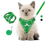 VavoPaw Cat Harness and Leash Set for Walking, Adjustable Kitten Vest Harness with Reflective Strip Breathable Mesh, Escape Proof Soft Pet Safety Vest for Cats, Kittens, Puppies, XS, Medium Green