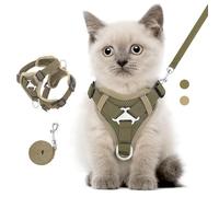 VavoPaw Cat Harness and Leash Set for Walking, Adjustable Kitten Vest Harness with Reflective Strip Breathable Mesh, Escape Proof Soft Pet Safety Vest for Cats, Kittens, Puppies, XS, Khaki