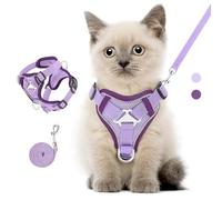 VavoPaw Cat Harness and Leash Set for Walking, Adjustable Kitten Vest Harness with Reflective Strip Breathable Mesh, Escape Proof Soft Pet Safety Vest for Cats, Kittens, Puppies, XS, Light Purple