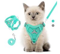 VavoPaw Cat Harness and Leash Set for Walking, Adjustable Kitten Vest Harness with Reflective Strip Breathable Mesh, Escape Proof Soft Pet Safety Vest for Cats, Kittens, Puppies, S, Lake Blue