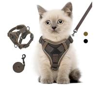 VavoPaw Cat Harness and Leash Set for Walking, Adjustable Kitten Vest Harness with Reflective Strip Breathable Mesh, Escape Proof Soft Pet Safety Vest for Cats, Kittens, Puppies, S Coffee