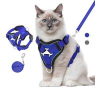 VavoPaw Cat Harness and Leash Set for Walking, Adjustable Kitten Vest Harness with Reflective Strip Breathable Mesh, Escape Proof Soft Pet Safety Vest for Cats, Kittens, Puppies, M, Royal Blue