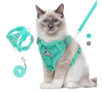 VavoPaw Cat Harness and Leash Set for Walking, Adjustable Kitten Vest Harness with Reflective Strip Breathable Mesh, Escape Proof Soft Pet Safety Vest for Cats, Kittens, Puppies, M, Lake Blue