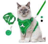 VavoPaw Cat Harness and Leash Set for Walking, Adjustable Kitten Vest Harness with Reflective Strip Breathable Mesh, Escape Proof Soft Pet Safety Vest for Cats, Kittens, Puppies, M, Medium Green