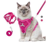 VavoPaw Cat Harness and Leash Set for Walking, Adjustable Kitten Vest Harness with Reflective Strip Breathable Mesh, Escape Proof Soft Pet Safety Vest for Cats, Kittens, Puppies, M, Magenta