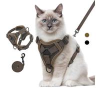 VavoPaw Cat Harness and Leash Set for Walking, Adjustable Kitten Vest Harness with Reflective Strip Breathable Mesh, Escape Proof Soft Pet Safety Vest for Cats, Kittens, Puppies, M Coffee