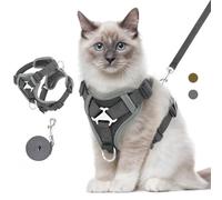 VavoPaw Cat Harness and Leash Set for Walking, Adjustable Kitten Vest Harness with Reflective Strip Breathable Mesh, Escape Proof Soft Pet Safety Vest for Cats, Kittens, Puppies, M, Dark Gray