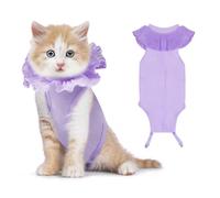 VavoPaw Cat Surgery Recovery Suit - Breathable Surgical Shirt for Abdominal Wound Skin Diseases, Soft Fabric Kitten Onesie, E-Collar Alternative, Small