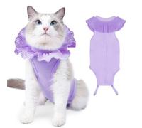 VavoPaw Cat Surgery Recovery Suit for Female Cat, Breathable Surgical Recovery Shirt for Abdominal Wound Skin Diseases After Surgery, Soft Fabric Kitten Onesie, E-Collar Alternative for Cat, Large