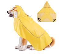 VavoPaw Dog Raincoats Waterproof, Adjustable Dog Rain Coat with Hood for Large Medium Small Dogs, Dog Jacket Poncho with Reflective Strips, Magic Tape, Yellow, XL