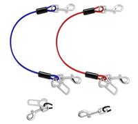VavoPaw Dog Seat Belt for Car, 32" Chew-proof Coated Wire Dog Car Leash Seat Belt, Dog Leash with Buckles and Latch, Safety Harness for Small, Medium, Large Dog or Cat, Travel, Red + Blue, 2 Pack