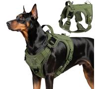 VavoPaw Heavy Duty Tactical Dog Harness for Large Dogs, No Pull Adjustable Pet Harness Reflective Service Training Easy Control Pet Vest Military K9 Working Dog Harnesses, Army Green, L
