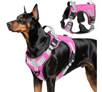 VavoPaw Heavy Duty Tactical Dog Harness for Large Dogs, No Pull Adjustable Pet Harness Reflective Service Training Easy Control Pet Vest Military K9 Working Dog Harnesses, Pink, L