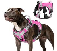 VavoPaw Heavy Duty Tactical Dog Harness for Large Dogs, No Pull Adjustable Pet Harness Reflective Service Training Easy Control Pet Vest Military K9 Working Dog Harnesses, Pink, M