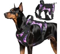 VavoPaw Heavy Duty Tactical Dog Harness for Large Dogs, No Pull Adjustable Pet Harness Reflective Service Training Easy Control Pet Vest Military K9 Working Dog Harnesses, Purple Camouflage, L