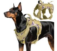 VavoPaw Heavy Duty Tactical Dog Harness for Large Dogs, No Pull Adjustable Pet Harness Reflective Service Training Easy Control Pet Vest Military K9 Working Dog Harnesses, Desert Camouflage, L