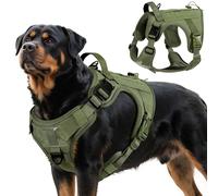 VavoPaw Heavy Duty Tactical Dog Harness for Large Dogs, No Pull Adjustable Pet Harness Reflective Service Training Easy Control Pet Vest Military K9 Working Dog Harnesses, Army Green, XL