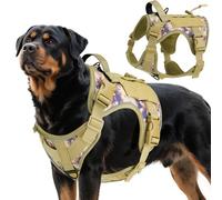 VavoPaw Heavy Duty Tactical Dog Harness for Large Dogs, No Pull Adjustable Pet Harness Reflective Service Training Easy Control Pet Vest Military K9 Working Dog Harnesses, Desert Camouflage, XL